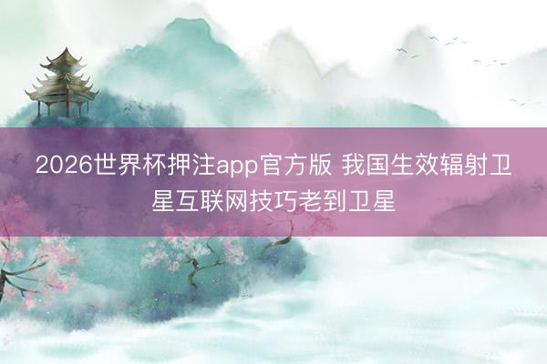 2026世界杯押注app官方版 我国生效辐射卫星互联网技巧老到卫星