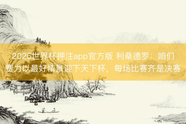 2026世界杯押注app官方版 利桑德罗:咱们费力以最好情景迎下天下杯,每场比赛齐是决赛