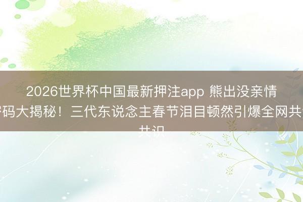 2026世界杯中国最新押注app 熊出没亲情密码大揭秘!三代东说念主春节泪目顿然引爆全网共识