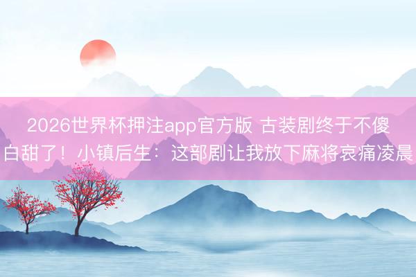 2026世界杯押注app官方版 古装剧终于不傻白甜了！小镇后生：这部剧让我放下麻将哀痛凌晨