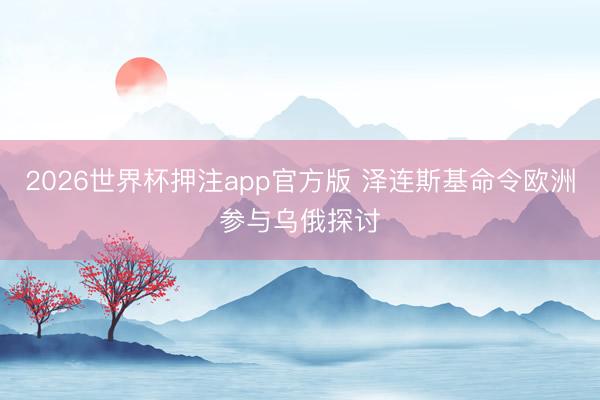 2026世界杯押注app官方版 泽连斯基命令欧洲参与乌俄探讨